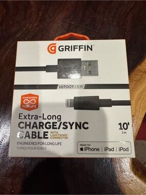 Griffin Extra-Long Black Charge & Sync Lightning Cable - 10ft